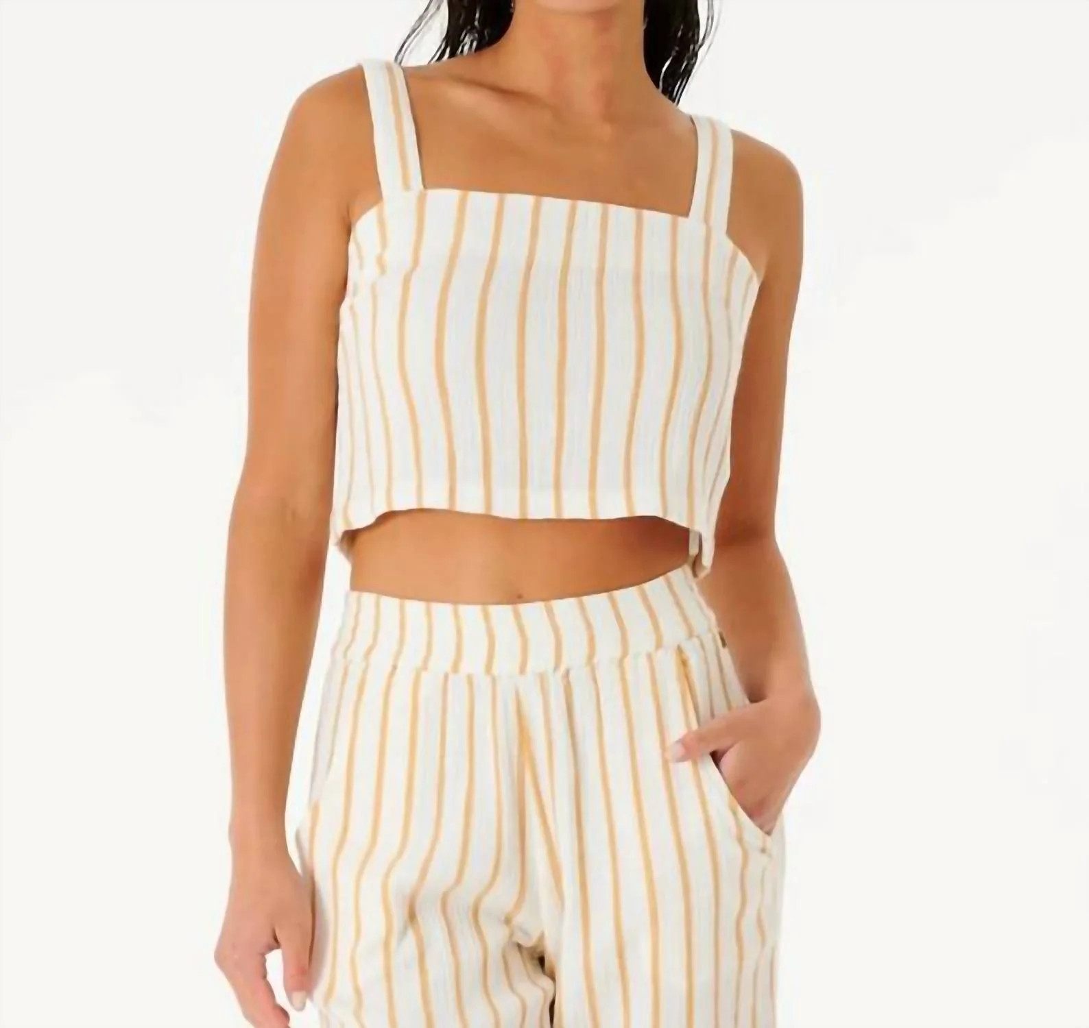 Premium Surf Stripe Top In Gold | Shop Simon