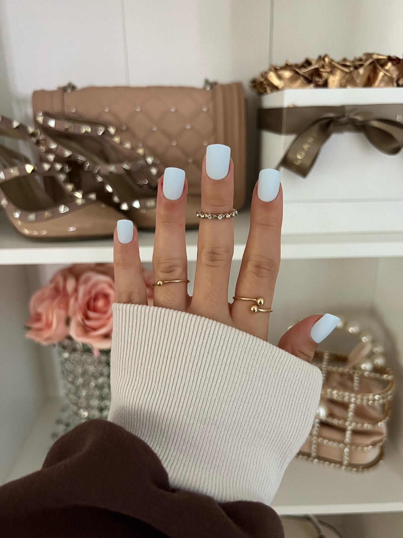 New impress press on nail set in Frosted. These are short square shaped light blue nails. The color reminds me of Cinderella 🩵 wearing to my summer vacation to Italy. No glue needed, linking the set from Amazon. Xoxo #nail #nailisnpo #bluenails #nailpolish #acrylic #impress #kissnails #manicure #athomemanicure #spa #nailsathome #LTKtravel #LTKhome 

#LTKbeauty #LTKunder50 #LTKunder100