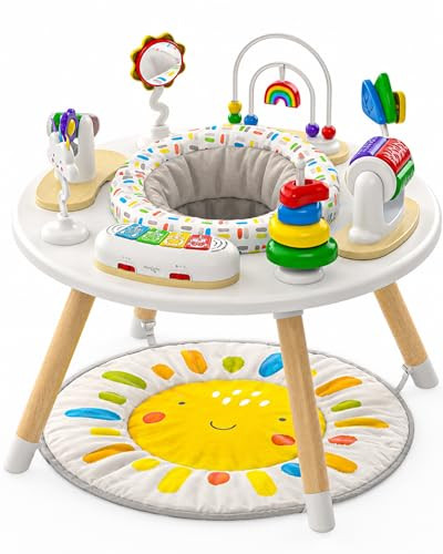 Move2Play 4-in-1 Baby Activity Center | Montessori-Inspired Design | 8 Interactive Toys | Tummy Time, Exersaucer & Toddler Table | Shower Gift | Essential | Must Have for 3, 6, 12 Month Old (Sun) | Amazon (US)