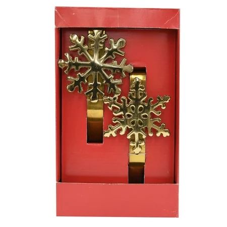 Holiday Time Gold Snowflake Christmas Stocking Holders (Set of 2), 6.25 in | Walmart (US)