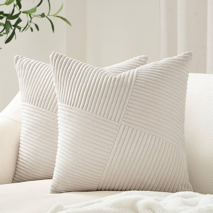 Topfinel Cream White Decorative Neutral Throw Pillow Covers 18x18 Inch for Couch Sofa Bed, Soft C... | Amazon (US)