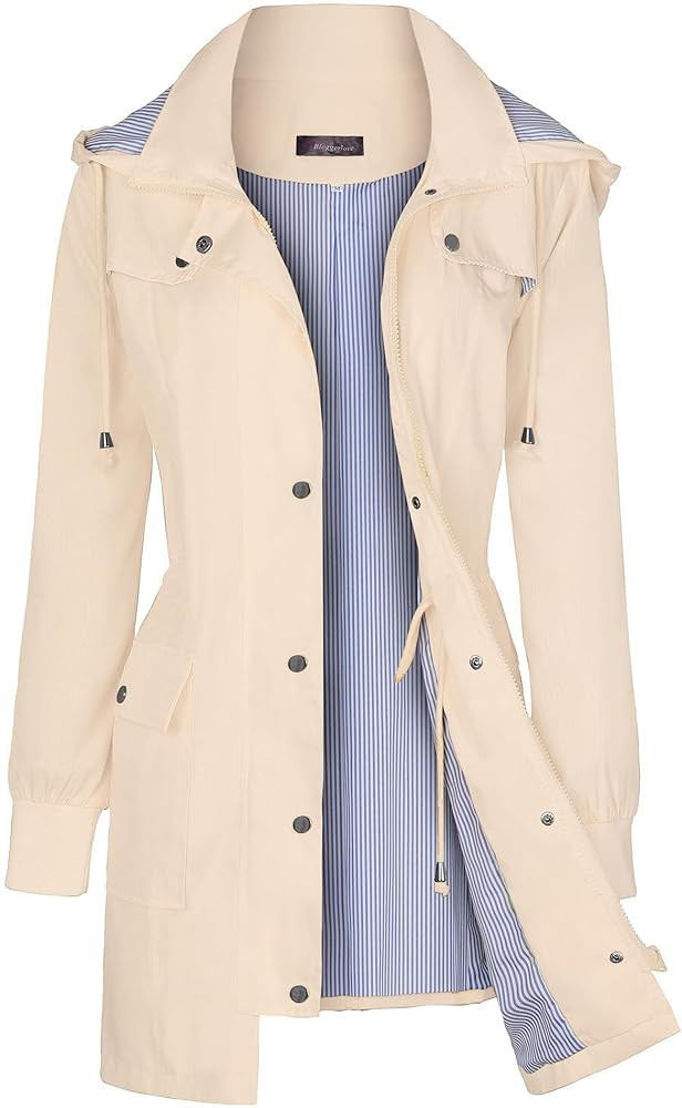 Bloggerlove Rain Jacket Women Lightweight Raincoat Waterproof Windbreaker Striped Climbing Outdoo... | Amazon (US)