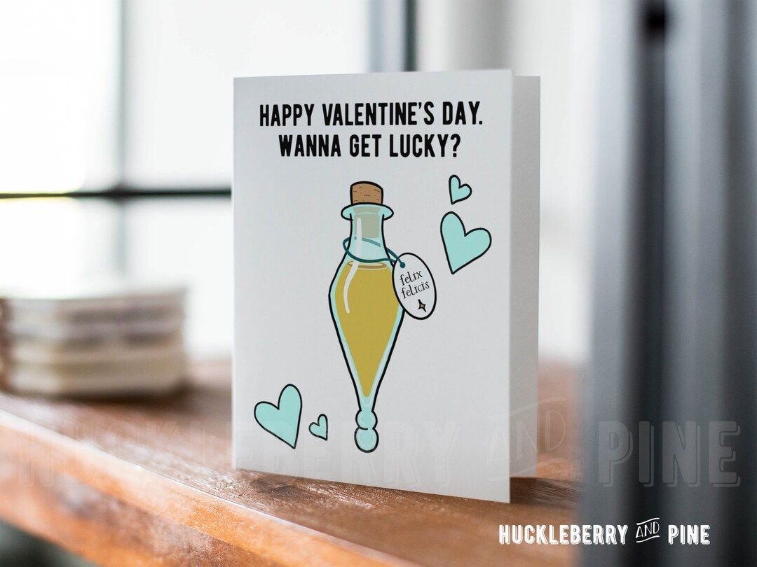 Funny Wizard Lucky Potion Valentine's Day Card, Romantic Humor, Funny Felix Valentine Card, Handm... | Etsy (US)