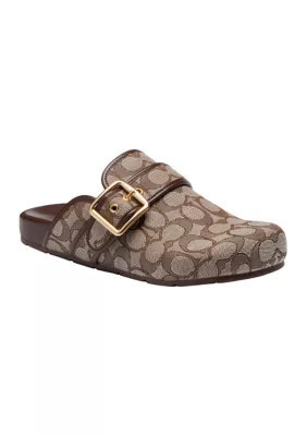 COACH Women's Archival Signature Jacquard Buckle Clogs, 11M | Belk