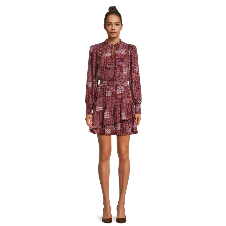 BCBG Paris Women’s Tiered Mini Dress with Long Balloon Sleeves, Sizes XS – XXL - Walmart.com | Walmart (US)