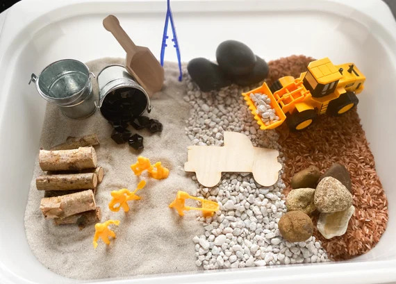 Construction Sensory Bin with Chocolate Scented Playdough | Etsy (US)