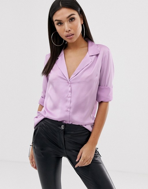 ASOS DESIGN relaxed satin long sleeve shirt | ASOS US