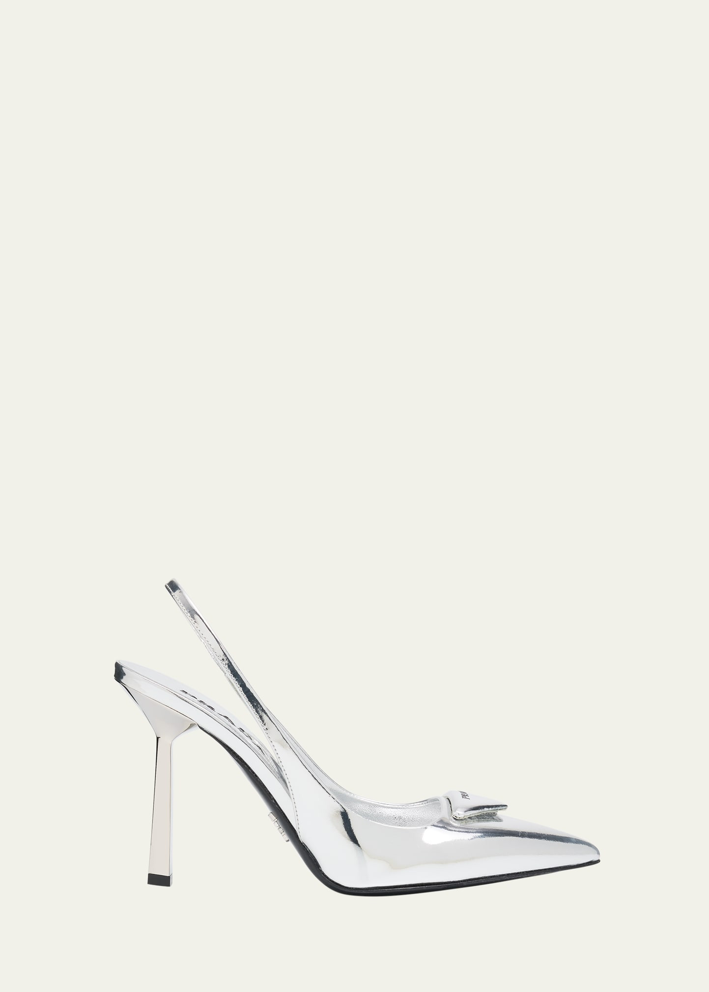 Prada Metallic Leather Padded Triangle Slingback Pumps | Bergdorf Goodman