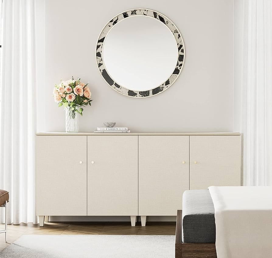 WAMPAT Wide Dresser Chest with Doors for Bedroom, 2-in-1 Modern Beige Wood Closet Storage Organiz... | Amazon (US)