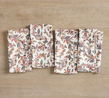 Kennedy Paisley Organic Cotton Napkins - Set of 4 | Pottery Barn (US)
