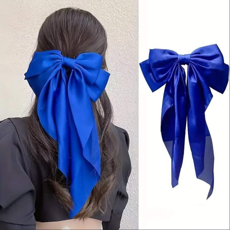 1pc Vintage French Style Blue Bow Hair Accessory With Sweet Spring Clip, Suitable For Daily Use | SHEIN
