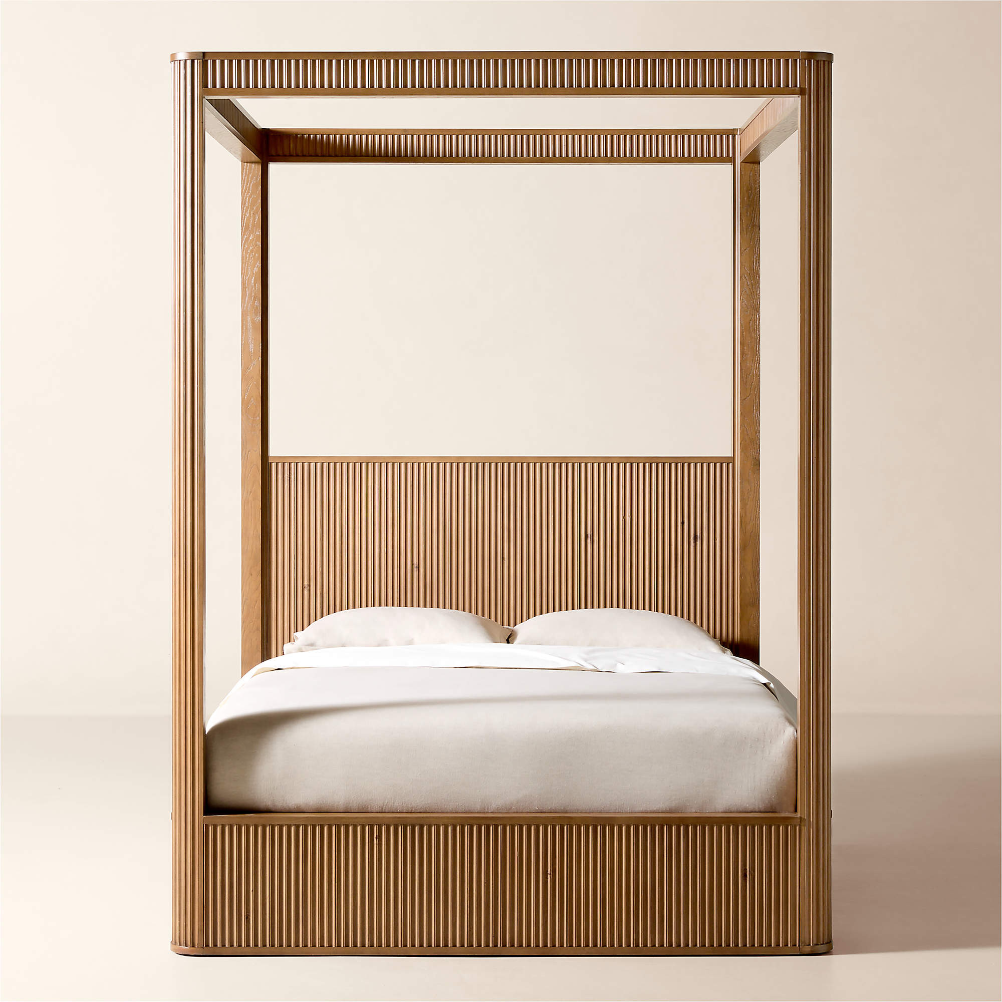 Davison Fluted Wood Canopy Bed | CB2 | CB2