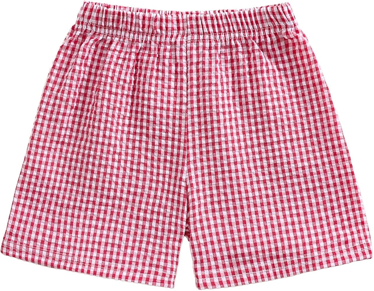 Toddler Boy Girl Plaid Shorts Casual Summer Gingham Shorts Elastic Waist Beach Shorts Bottoms Box... | Amazon (US)