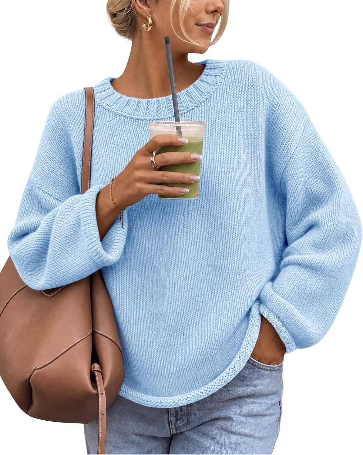 Cicy Bell Womens Long Sleeve Sweater Crew Neck Casual Pullover Knit Tops | Amazon (US)