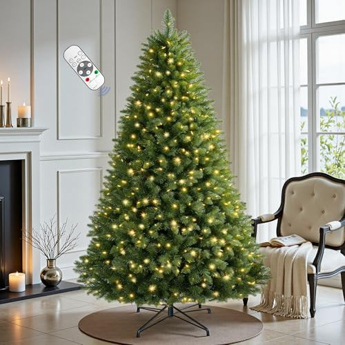 7.5 FT Pre-lit Christmas Tree Spruce with Remote Control, 450 Warm White Multi-Color Changing LED... | Amazon (US)