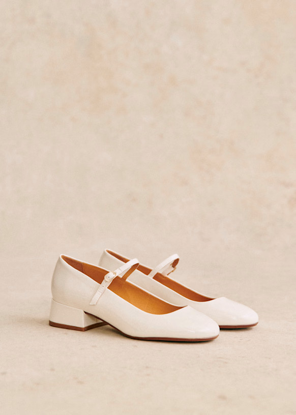Angelique Mary Janes - White lacquer - Patent cowide leather - Sézane | Sezane Paris - US