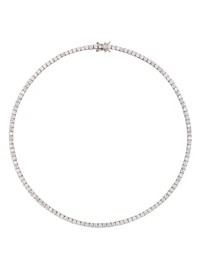 MOSS ROUND CUT, 3MM 4-PRONG, LAB-GROWN WHITE SAPPHIRE SILVER RIVIERE NECKLACE | Dorsey