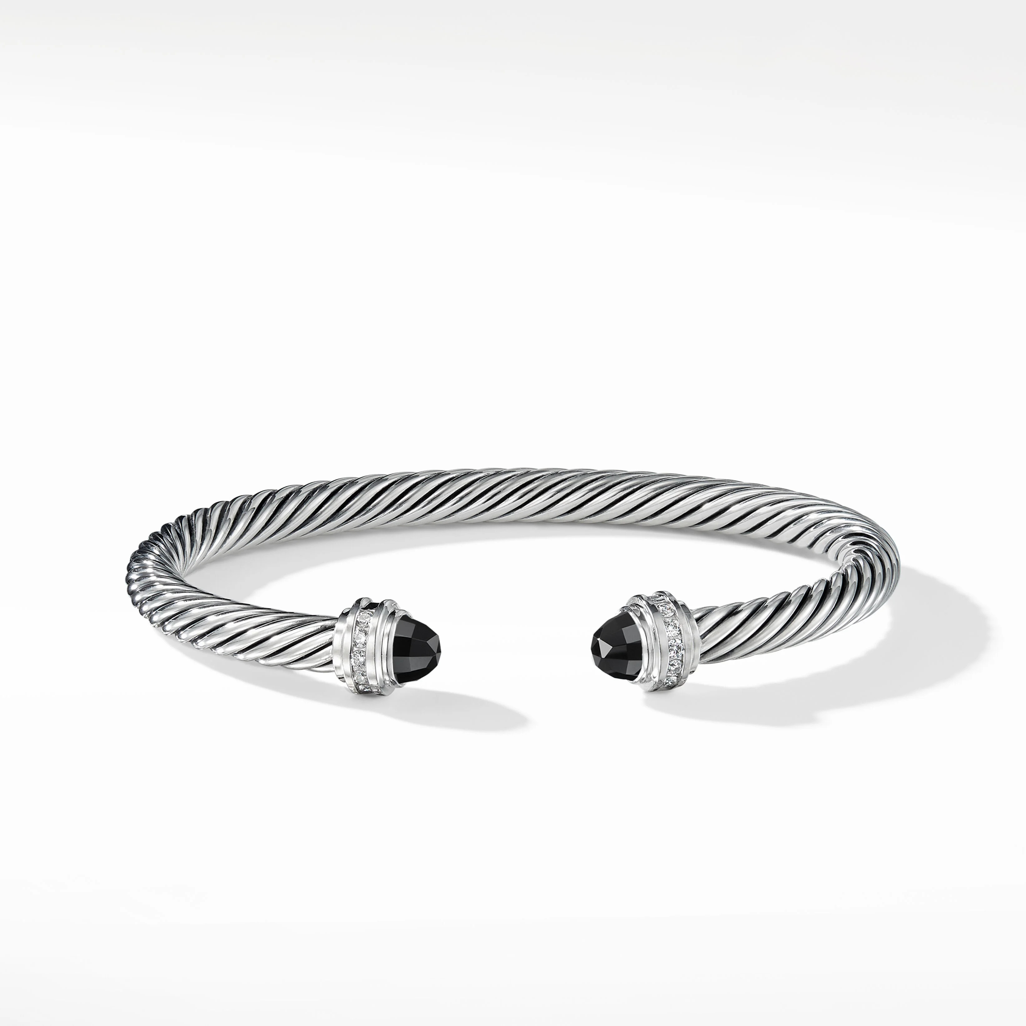 Cable Classics Bracelet in Sterling Silver with Black Onyx and Pavé Diamonds | David Yurman
