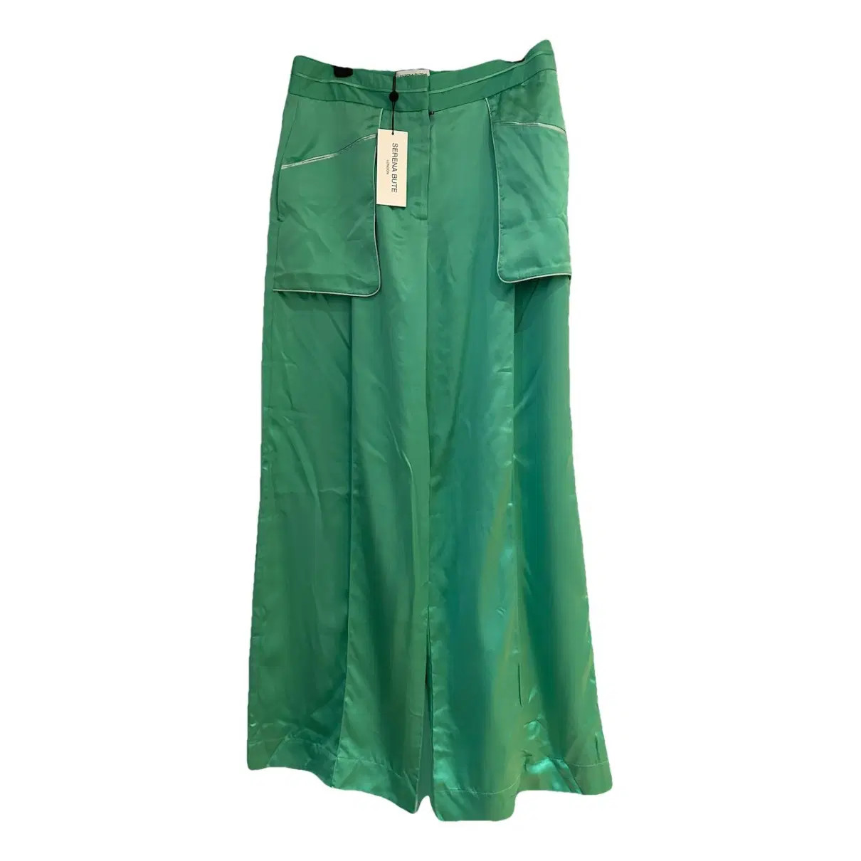Silk trousers Serena Bute Green size S International in Silk - 39160143 | Vestiaire Collective (Global)