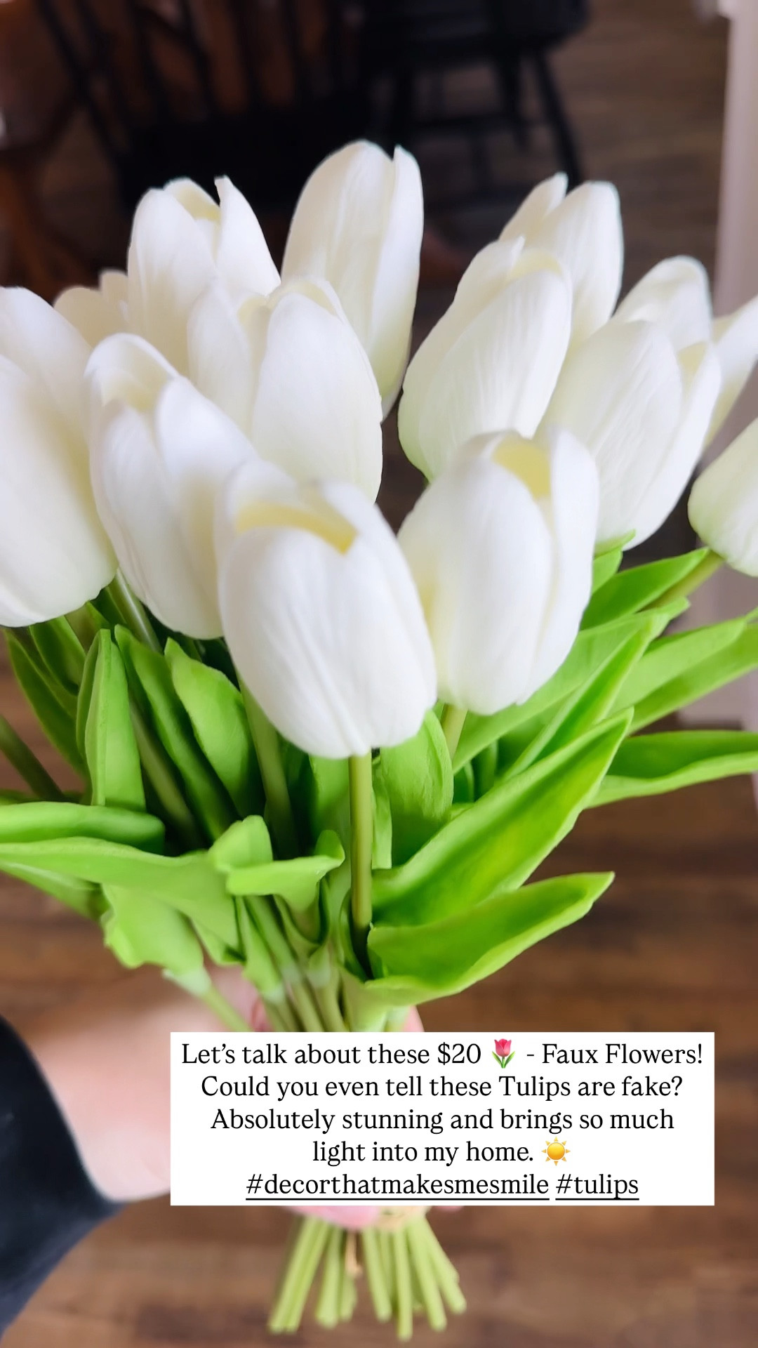 The prettiest faux flowers ever!! These tulips look so real and only $20. Love the idea of being able to use these in my home  for spring and summer. 

Home decor | faux florals | flower vase | amazon home | spring finds

#LTKWatchNow #LTKHome #LTKFindsUnder50