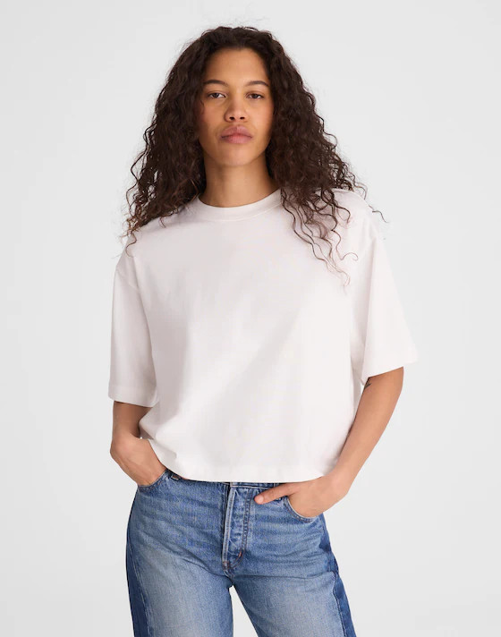 The Boxy Crop Tee in Allday Jersey | Madewell