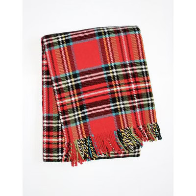 HomeRoots 50" X 67" Red Black And White Plaid Cotton Blend Plaid Throw Blanket with Fringe | Target