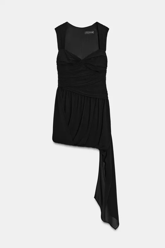 ASYMMETRICAL DRAPED MINI DRESS WITH BALLOON HEM | Zara US