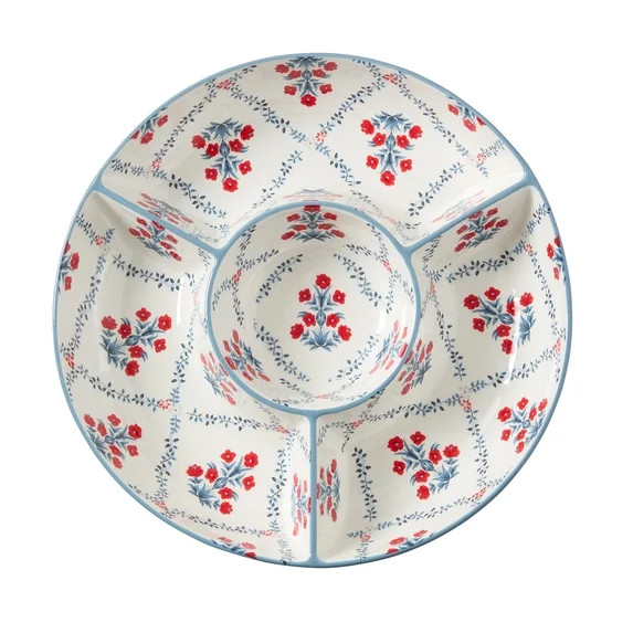 Floral Ceramic Chip and Dip Tray, Red/White/Blue, by My Texas House | Walmart (US)