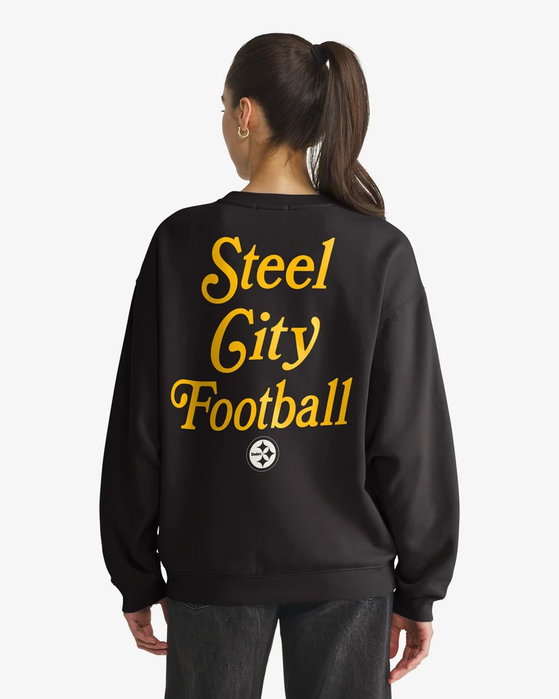 PITTSBURGH STEELERS SHOUT IT OUT '47 OVERSIZED CREW WOMENS - Jet black | '47Brand