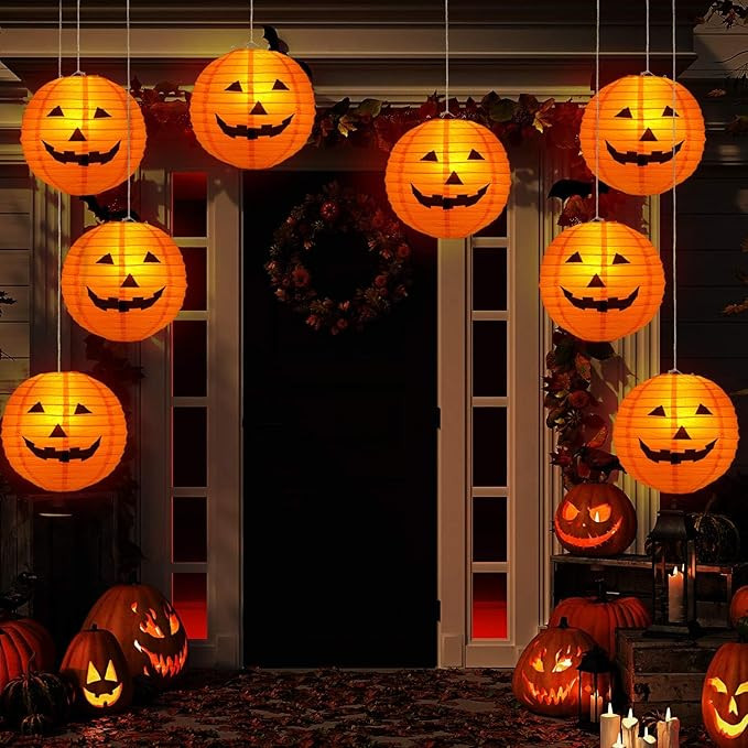 Gejoy 12pc Halloween Jack O Lantern 8inch Halloween Decorations Plastic Pumpkins Pumpkin Hanging ... | Amazon (US)