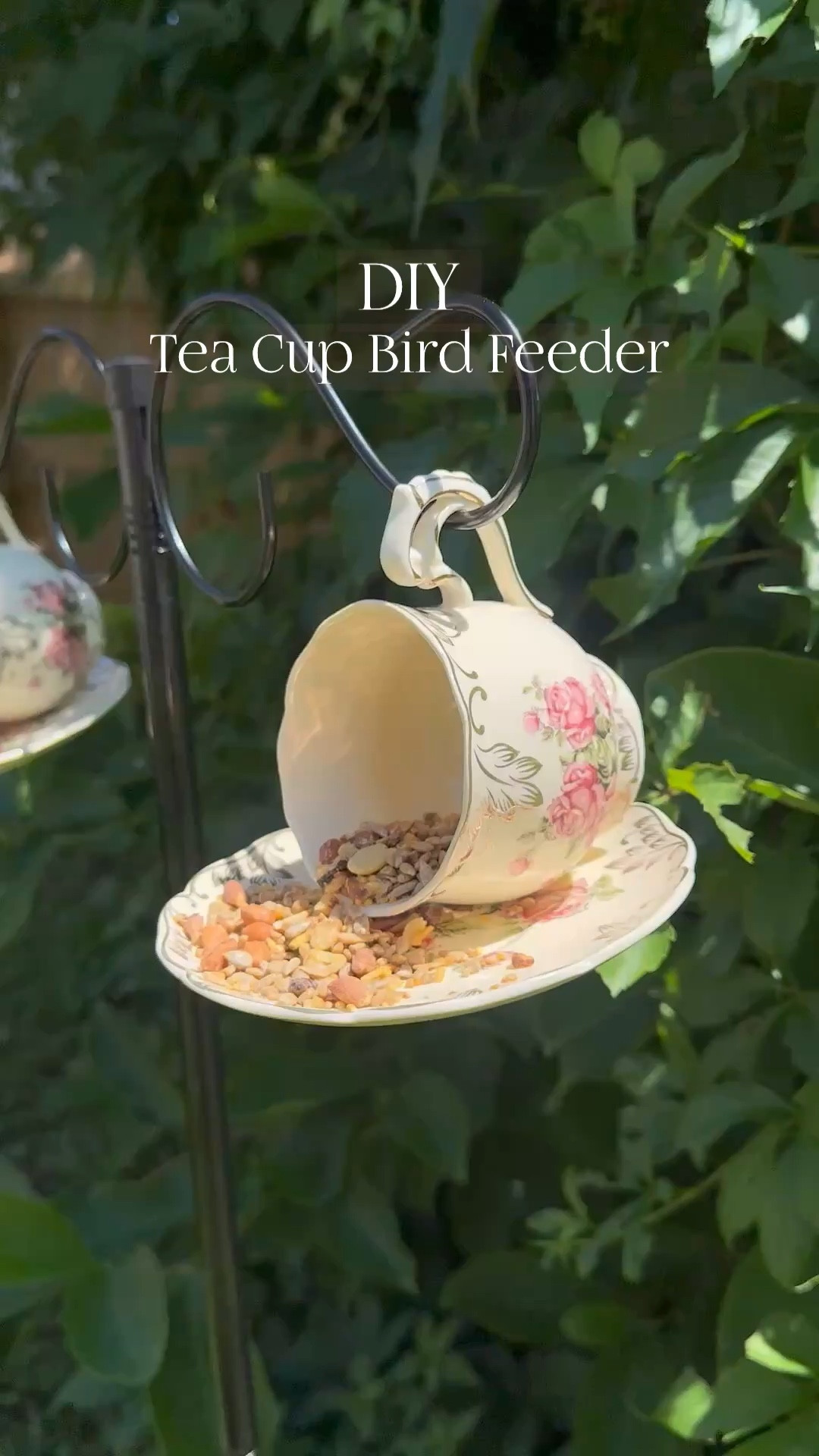 DIY teacup bird feeders 