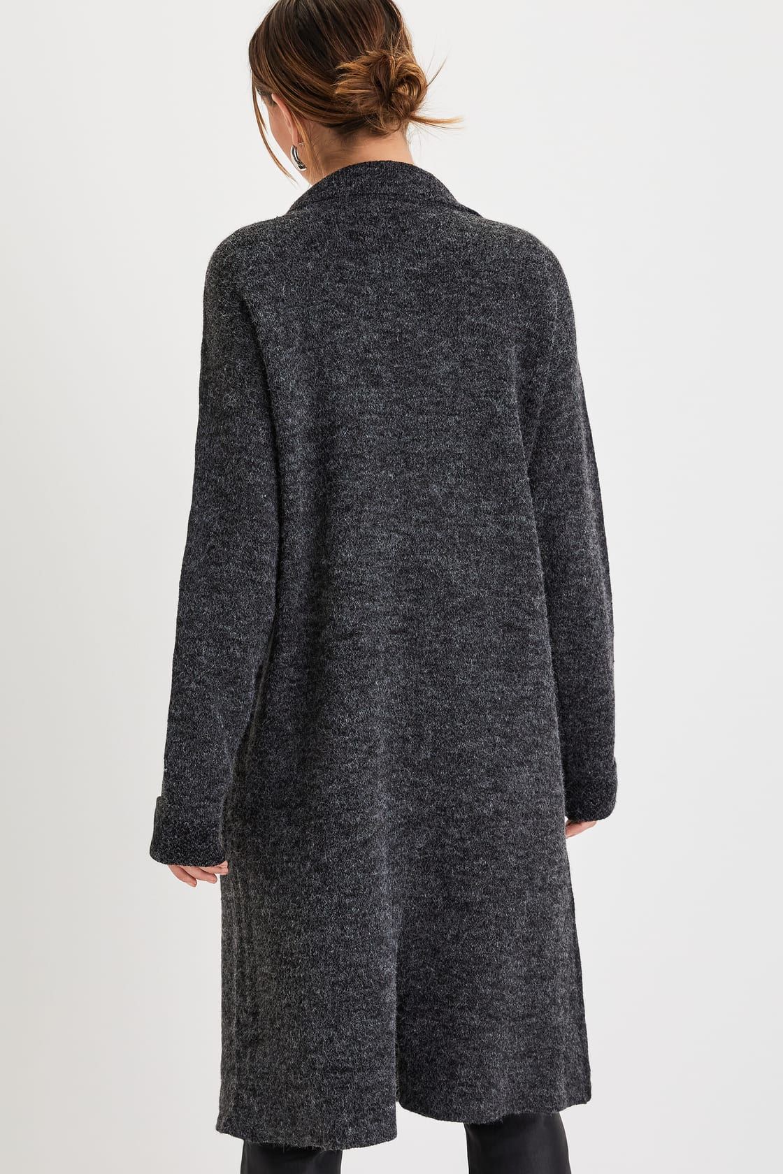 Cuddle Club Black Marled Fuzzy Long Sleeve Sweater Coat | Lulus