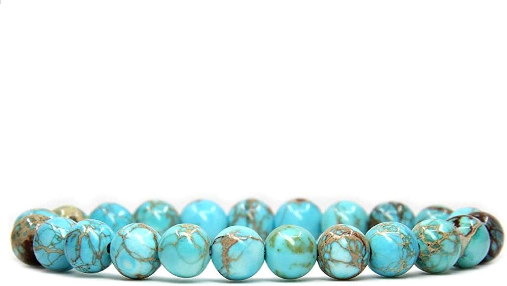 Angelstones Handmade Gem Semi Precious Gemstone 8mm Round Beads Stretch Bracelet 7" Unisex | Amazon (US)