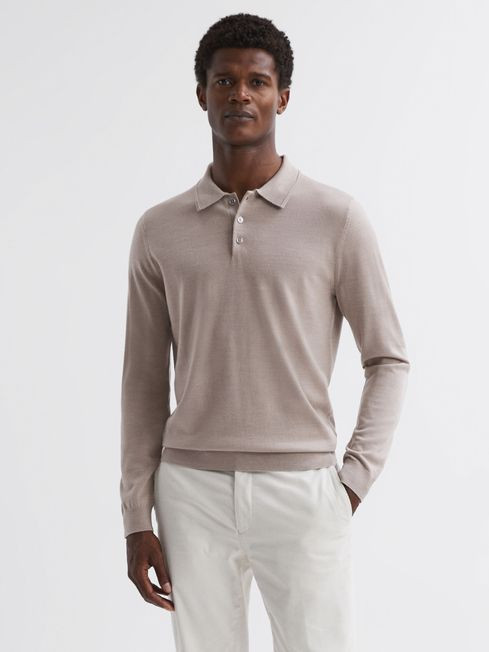 Reiss Mink Trafford Merino Wool Polo Shirt | Reiss UK