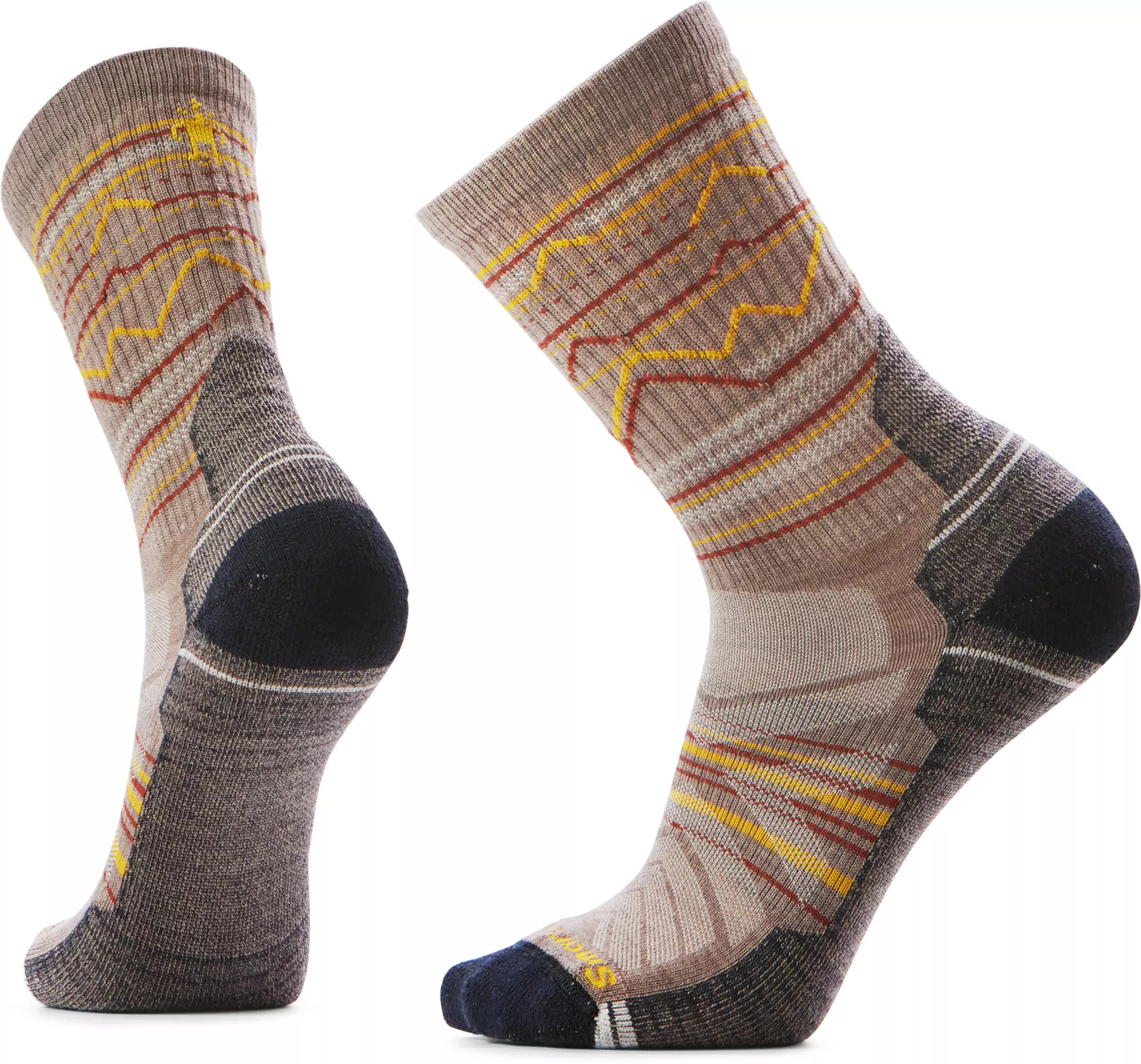 Smartwool Hike Light Cushion Mountain Range Pattern Crew Socks, Men's, Fossil | DICK'S Sporting Goods