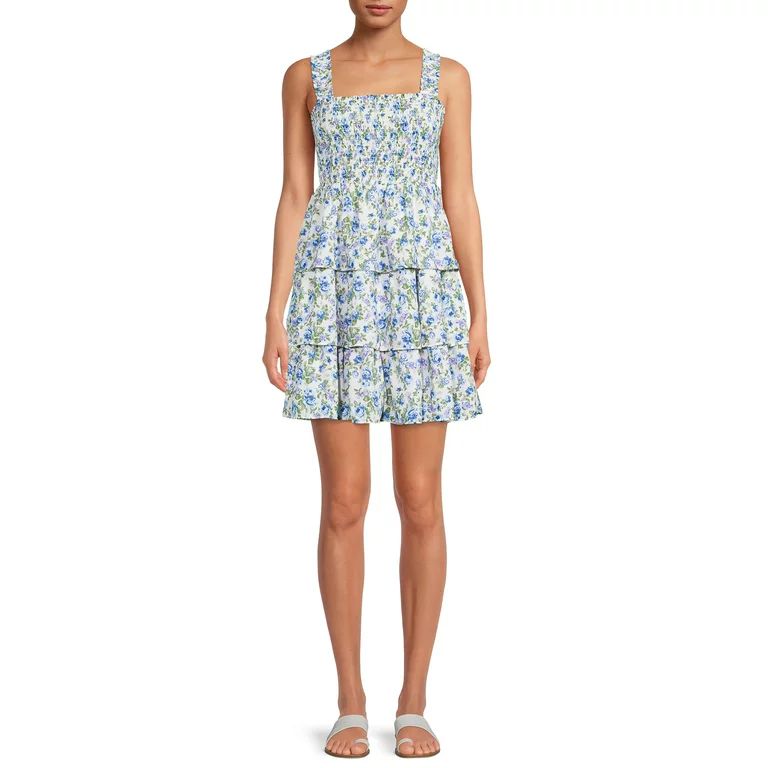 A Love Story Women’s Square Neck Sleeveless Tiered Dress with Smocked Bodice - Walmart.com | Walmart (US)