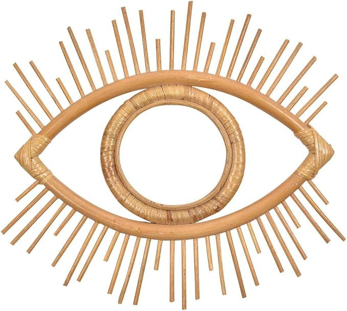 Melo-bell Rattan Mirror Frame Boho Vintage Geometric Eye Hanging Wall Mirror Frame Craft Photo Pi... | Amazon (US)