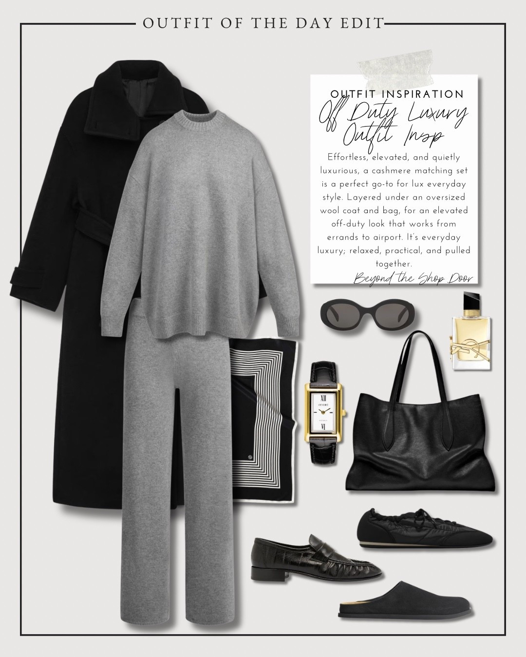 Off-Duty Effortless Luxury Outfit Inspiration - Outfit of The Day Edittion

Effortless, elevated, and quietly luxurious, a cashmere matching set is a perfect go-to for lux everyday style. 

Layered under an oversized wool coat and bag, for an elevated off-duty look that works from errands to airport. It’s everyday luxury; relaxed, practical, and pulled together.

#LTKOver40 #LTKStyleTip #LTKShoeCrush