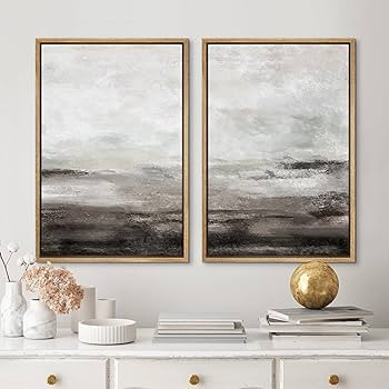 MUDECOR Framed Wall Art Print Set Brown and Gray Grunge Paint Stroke Landscape Abstract Shapes Il... | Amazon (US)