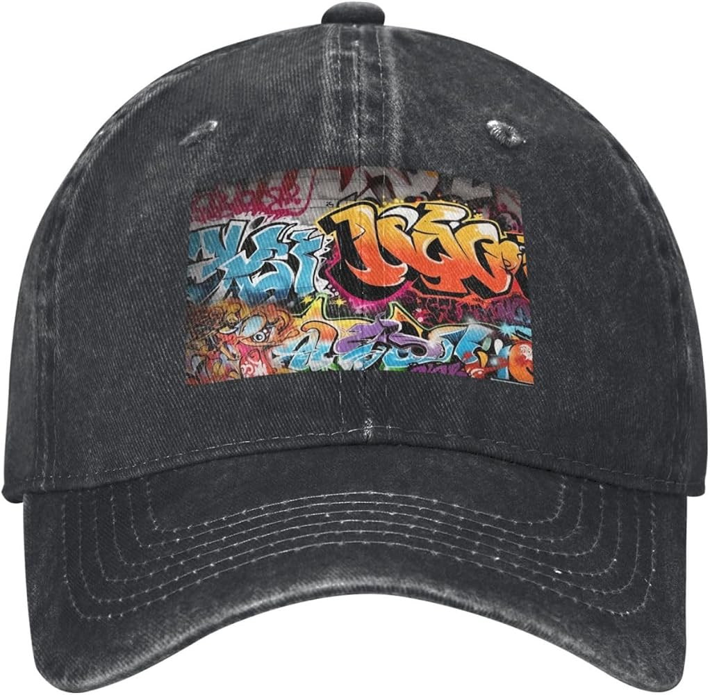 Graffiti Hip Hop Unisex Baseball Cap Breathable Cotton Trucker Hat Classic Denim Dad Hat Summer S... | Amazon (US)