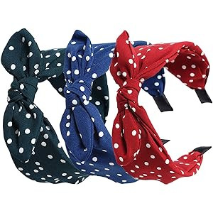 Womens Vintage Print Wide Headbands Headwraps Hair Band with Bow Pack of 3 | Amazon (US)