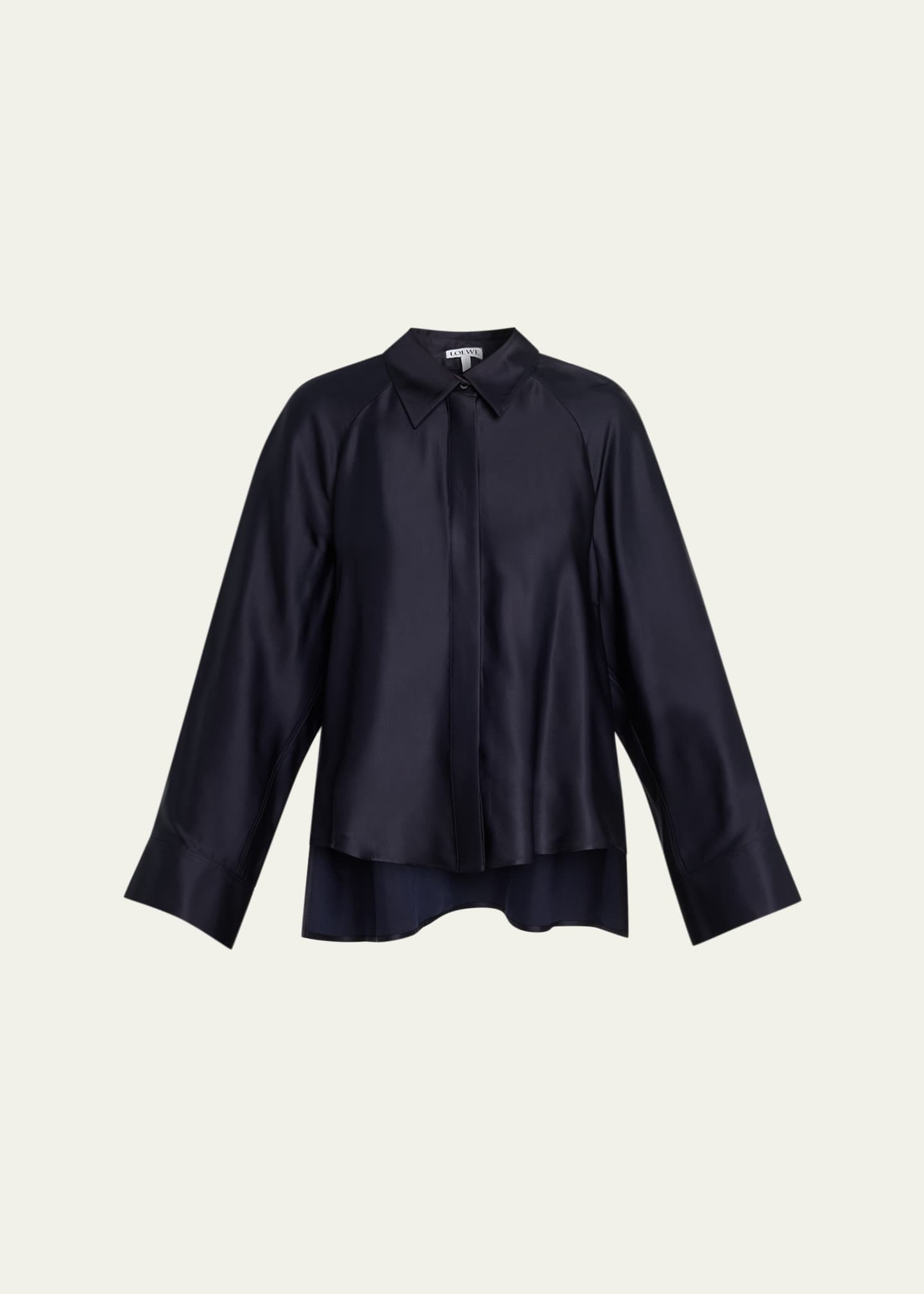 Loewe Satin Button-Down Cape Shirt | Bergdorf Goodman