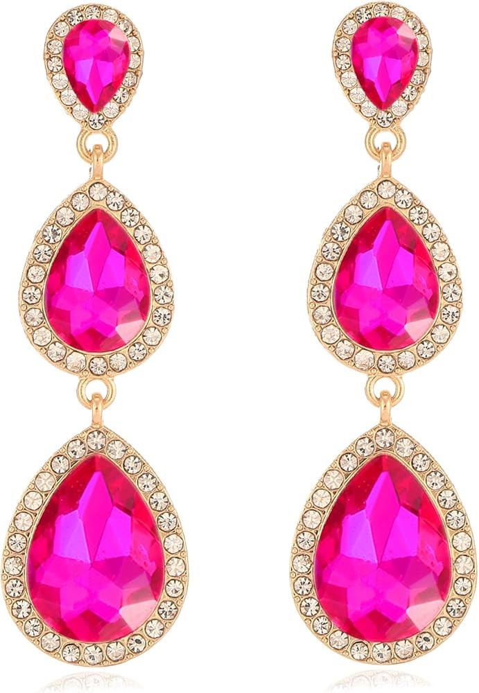 Vintage Rhinestone Teardrop Dangle Earrings Long Dangling Drop Earrings Crystal Chandelier Earrin... | Amazon (US)