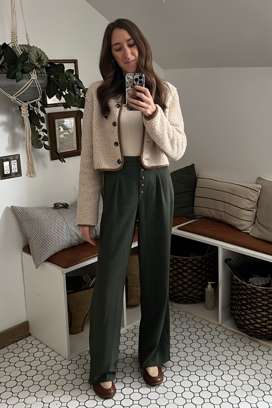 My church outfit of the week! In love with this new fleece cardi and love how it looks with high waisted pants! Paired it with a neutral light weight square neck sweater and loafers 🥰

#LTKShoeCrush #LTKWorkwear