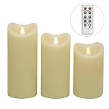 GiveU Moving Wick Flameless 10 Key Remote & Timer 3-Inch by 5/6/7-Inch Set of 3 Pillar Led, battery  | Amazon (US)