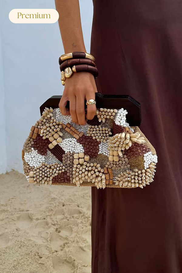 Brown Beaded Clutch Bag | Never Fully Dressed (UK & IE)