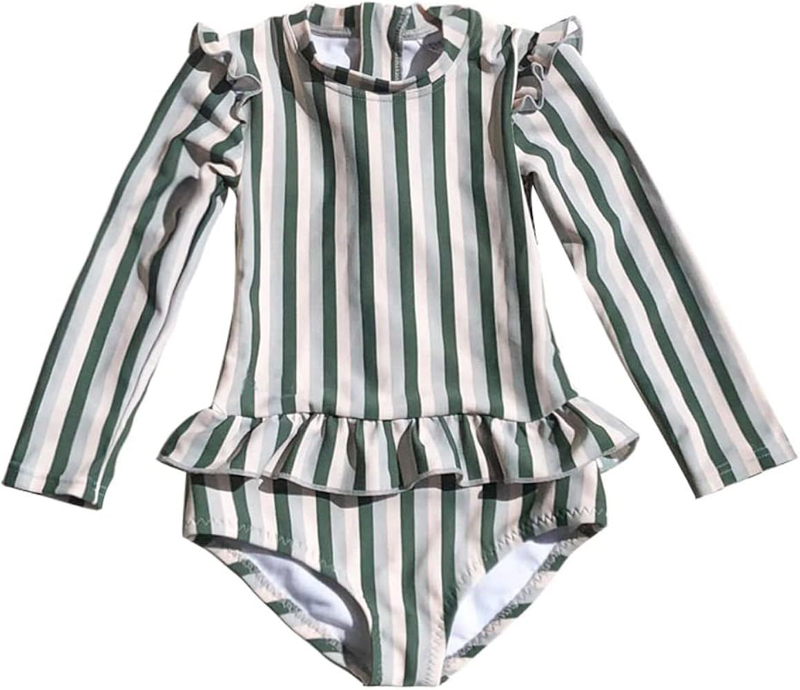 Amazon.com: HOMILLE Girls One Piece Rash Guard Swimsuit Long Sleeve Pineapple-Watermelon Toddler ... | Amazon (US)