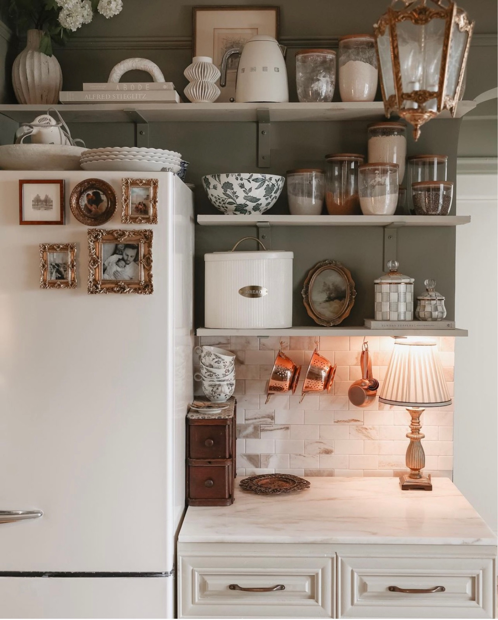 Kitchen decor and kitchen shelf decor with the renter friendly tile I added

#LTKhome