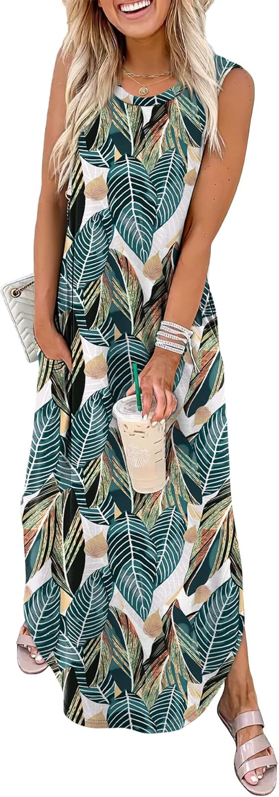 WIHOLL Summer Dresses for Women 2026 Hawaiian Beach Vacation Clothes Casual Sleeveless Maxi Long ... | Amazon (US)