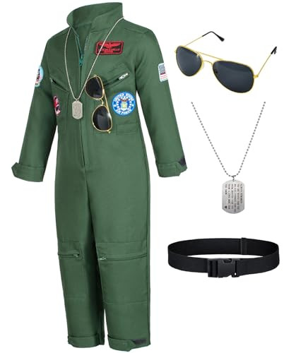 Kids Fighter Pilot Costume - Air Force Flight Suit Roleplay Dress Up with Aviator Accessories for... | Amazon (US)